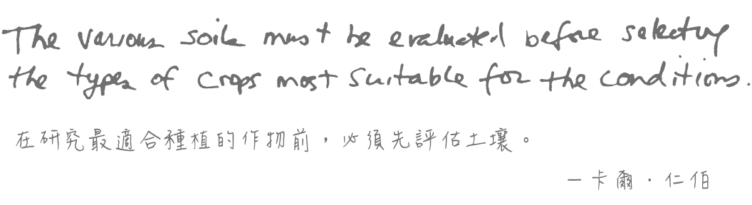 Nutrilite 紐崔萊全程追朔 卡爾‧仁伯 - 在研究最適合種植的作物前,必須先評估土壤